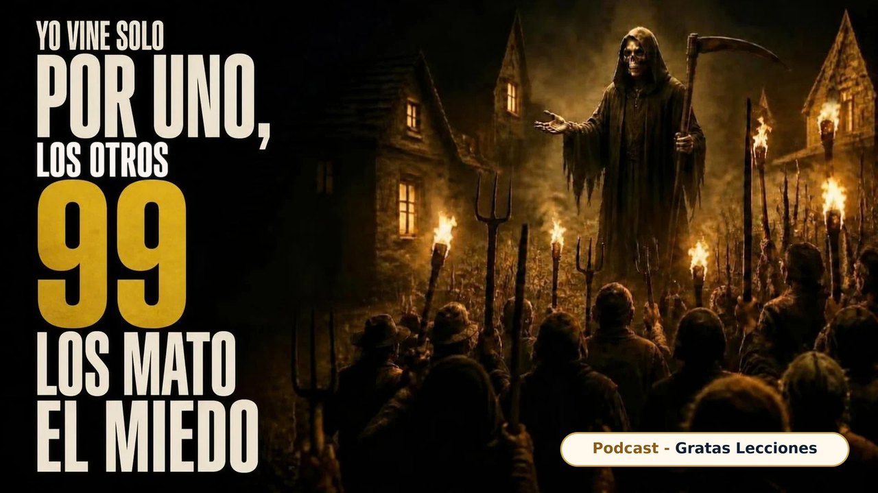 Portada del podcast: Yo vine solo por uno, los otros 99 los mató el miedo. La muerte frente a una multitud con antorchas